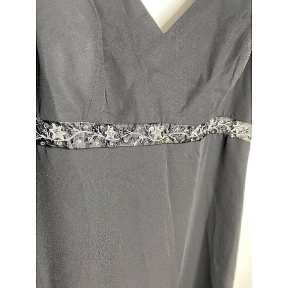 Michaelangelo Dress Size 10 NEW Maxi Beaded V Neck Black Sleeveless MSRP $148 - Picture 3 of 4